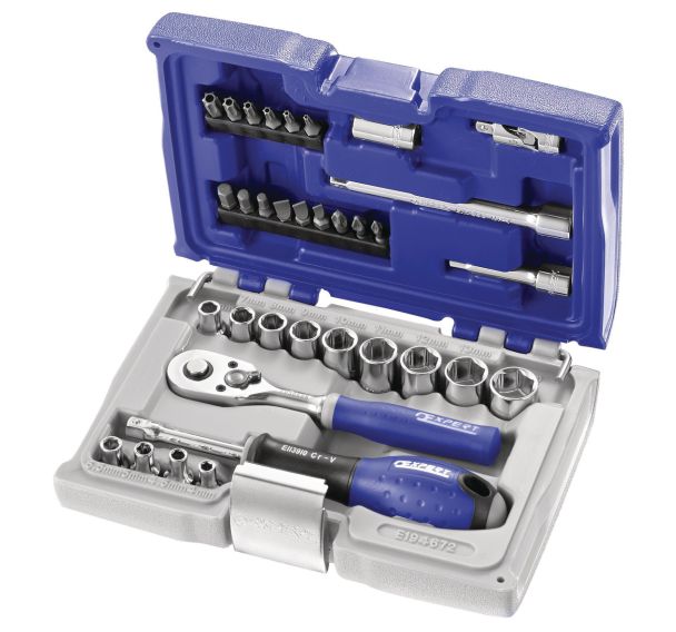 Coffret douilles et accessoires 1/4  métriques - 34 pièces