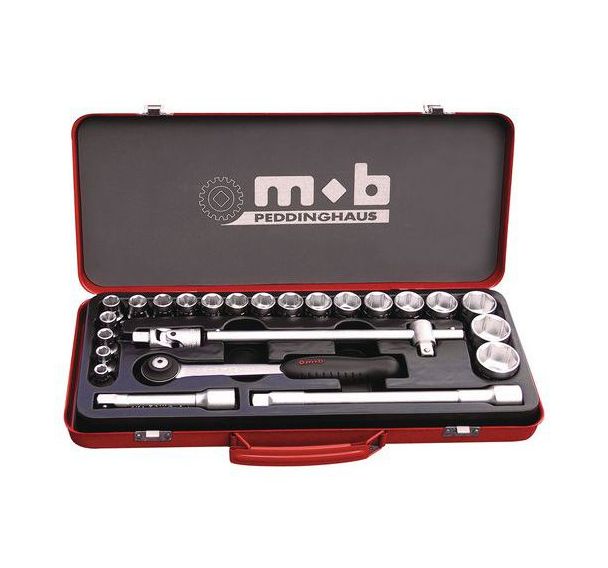Coffret douilles métal 25 pcs 1/2 6 pans