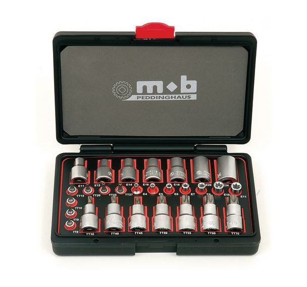 Coffret plastique tamper torx 1/4''-1/2'' 28 pièces
