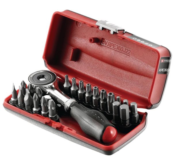 Coffret porte-embouts à cliquet 1/4'' + 22 embouts de vissage