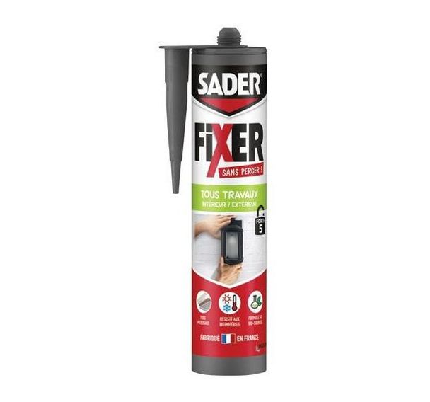 Colle fixer sans percer tous travaux - 445g - Blanc -ni