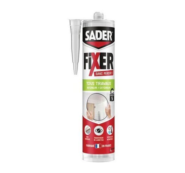 Colle fixer sans percer tous travaux - Transparent -Sader