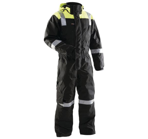 Combinaison manches longues à capuche hiver noir/jaune fluorescent
