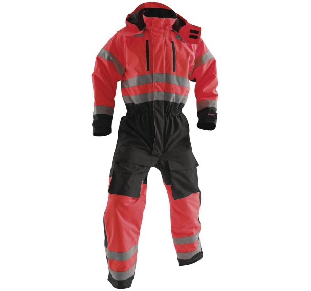 Combinaison manches longues haute visibilité rouge fluorescent/noir