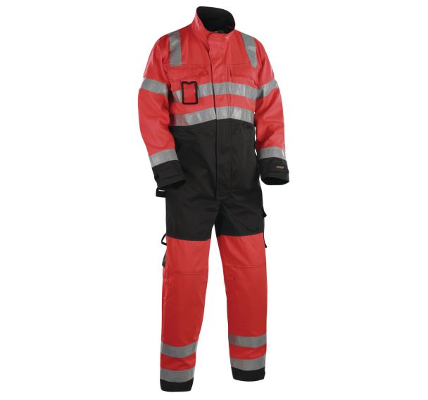 Combinaison manches longues haute visibilité rouge/noir col haut