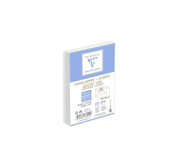 Combiné 20 Enveloppes gommées 90x140 plus 20 cartes