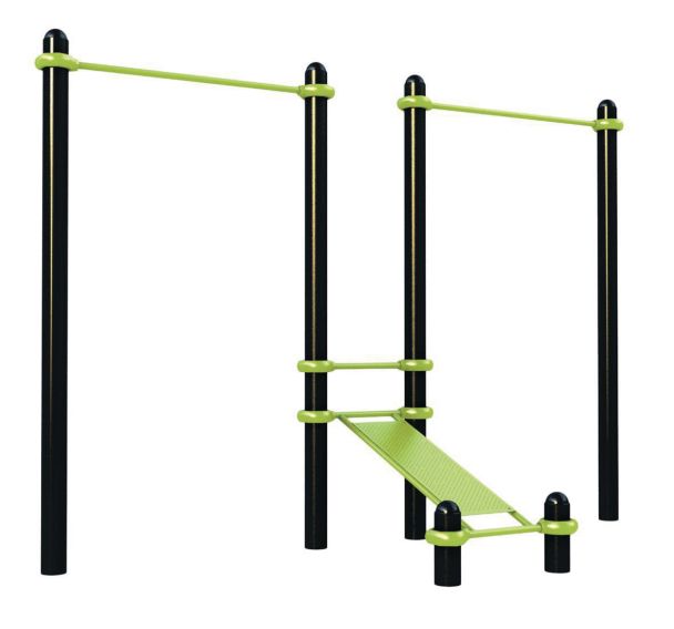 Combiné barres fixes avec banc incliné abdo pour parcours sportif Freetness