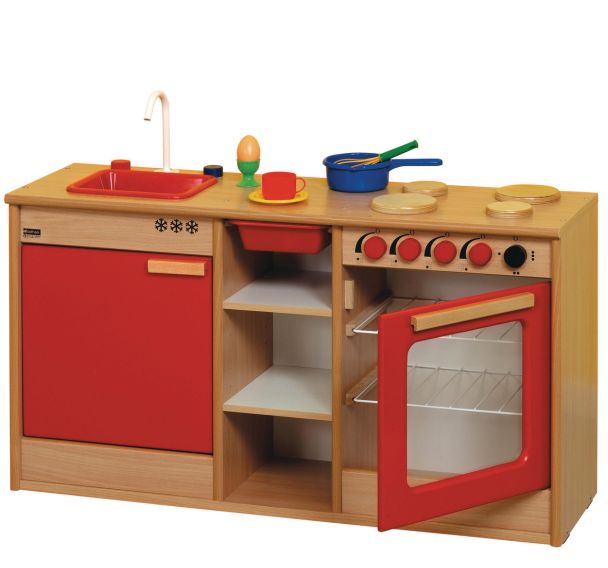 Combiné cuisine : évier - cuisinière - réfrigérateur - rangements