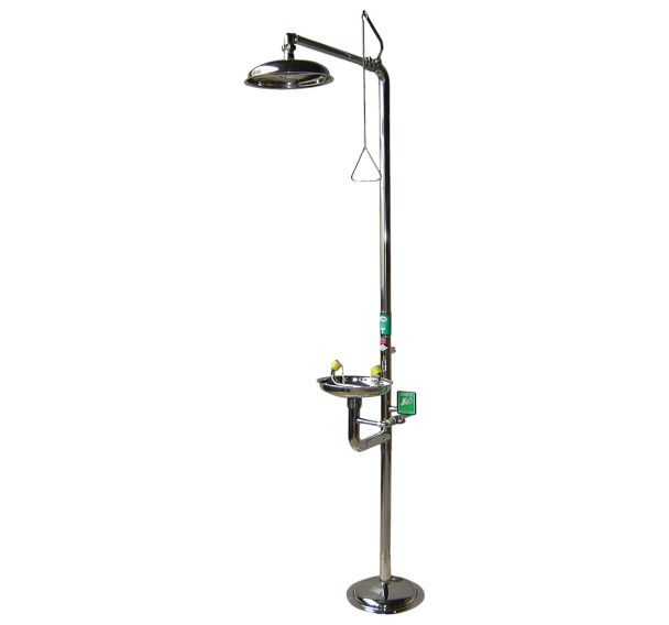 Combiné douche/laveur d'yeux à commande manuelle 100% Inox