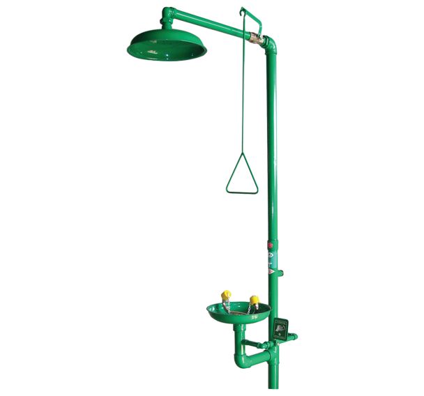 Combiné douche/laveur d'yeux à commande manuelle vasque ABS murale