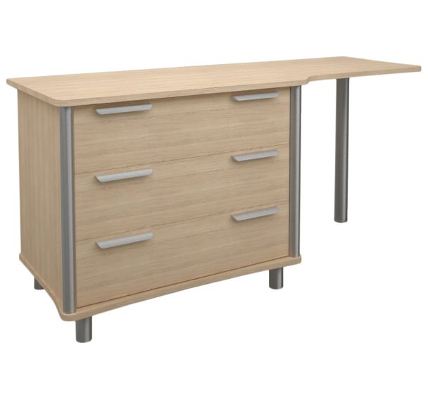 Commode bureau 3 tiroirs 1 bureau droite 4 pieds