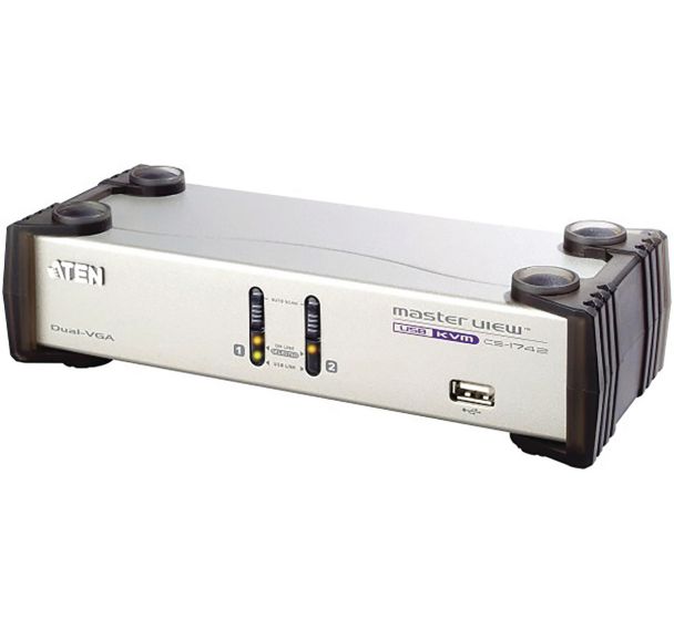 Commutateur KVM 2 Ports VGA/USB Dual Screen et Audio ATEN