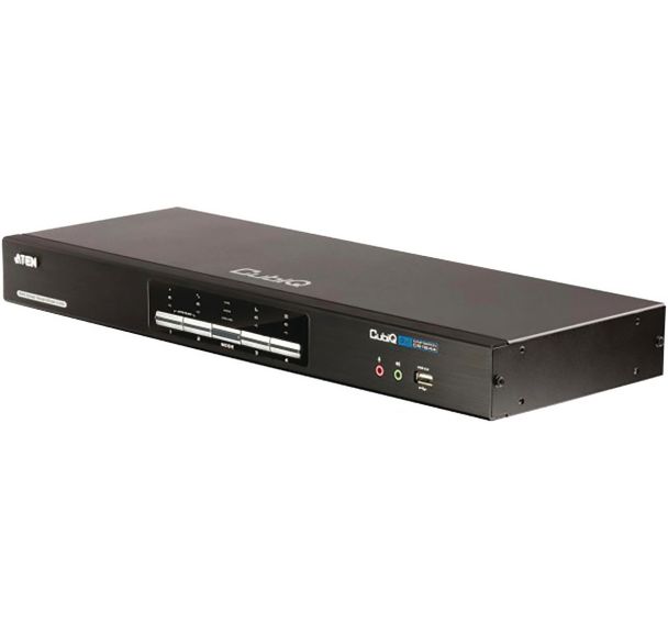 Commutateur KVM double écran DVI/USB+audio 4 ports ATEN