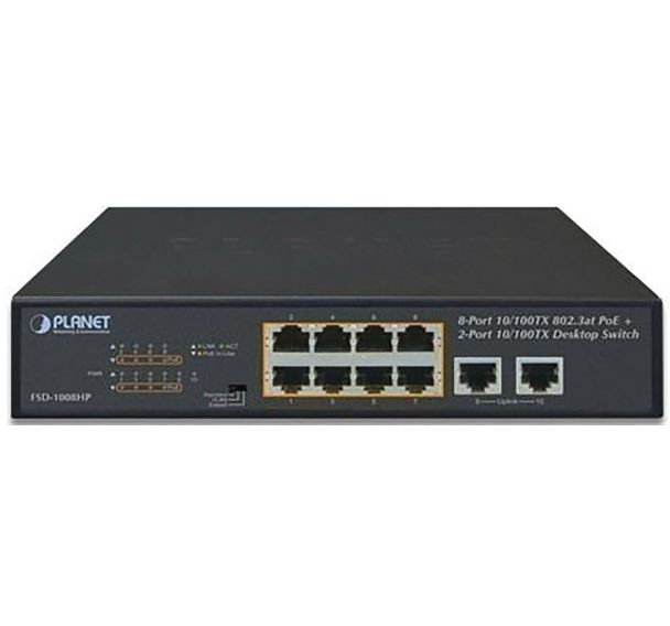 Commutateur Planet FSD-1008HP 10'' 10P 10/100 dont 8 poe+ 120W