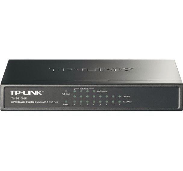 Commutateur Réseau 8 ports RJ45 Gigabit dont 4 PoE 802,3af 53W