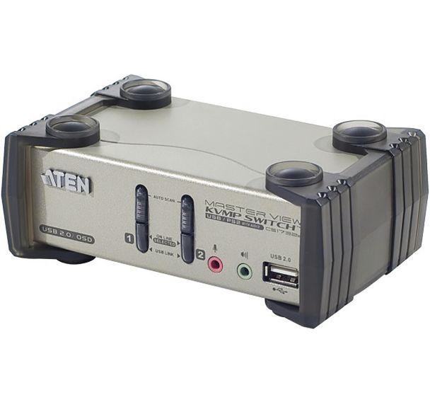 Commutateur kvm 2 ports VGA/USB/Audio, 2 ports hub, OSD ATEN