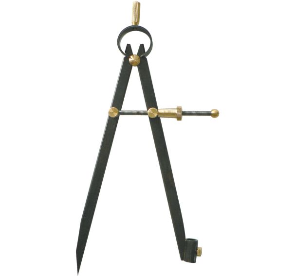 Compas à ressort porte-crayons en acier bruni - 200mm