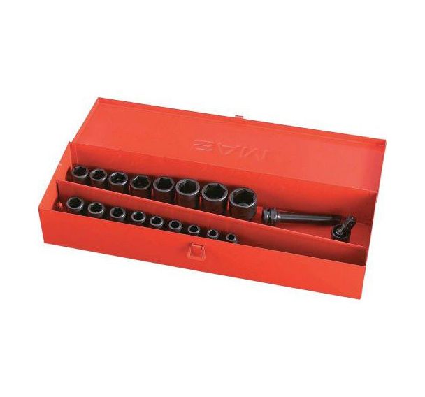 Composition 19 outils chocs 1/2'' de 9 a 32 mm