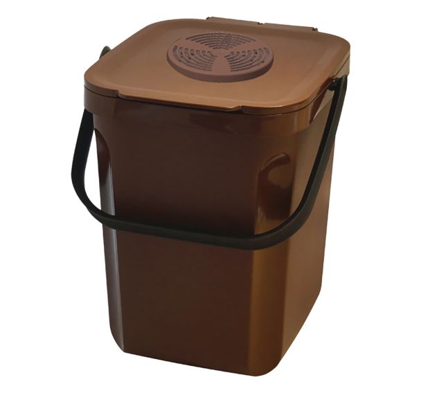Composteur 10 L organik green avec couvercle - marron