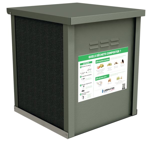 Composteur Chardonnay 250 L compact avec grille Urbecollect - Ipra alu