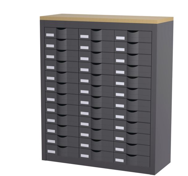 Comptoir de classement avec top de finition bois Paperflow