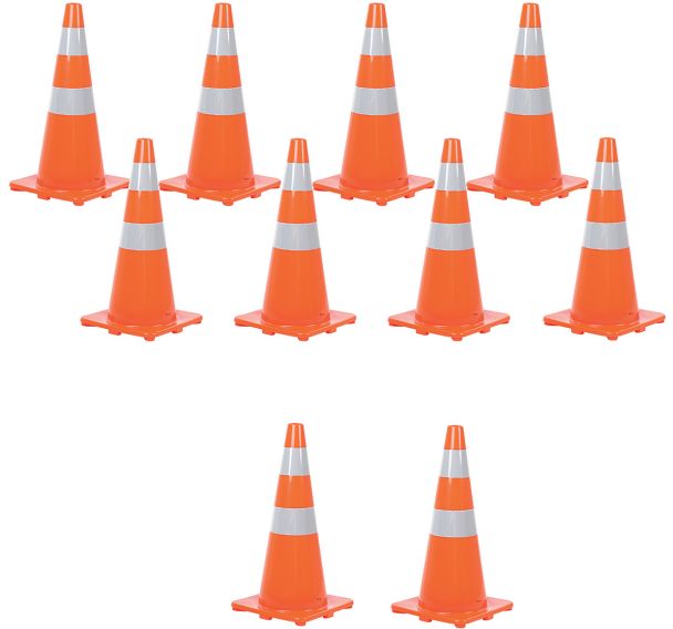 Cône bandes réfléchissantes 70cm Lot de 10 Manutan Expert