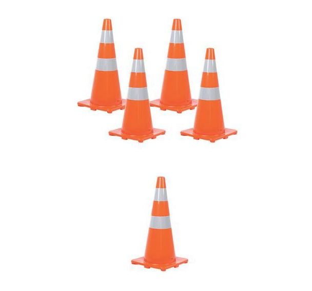 Cône bandes réfléchissantes 70cm Lot de 5 Manutan Expert