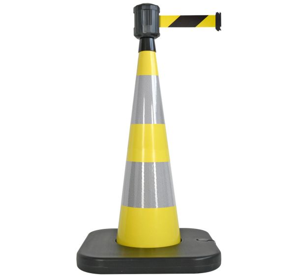 Cône de balisage avec base à lester Noir/jaune - 4mx5cm - Viso