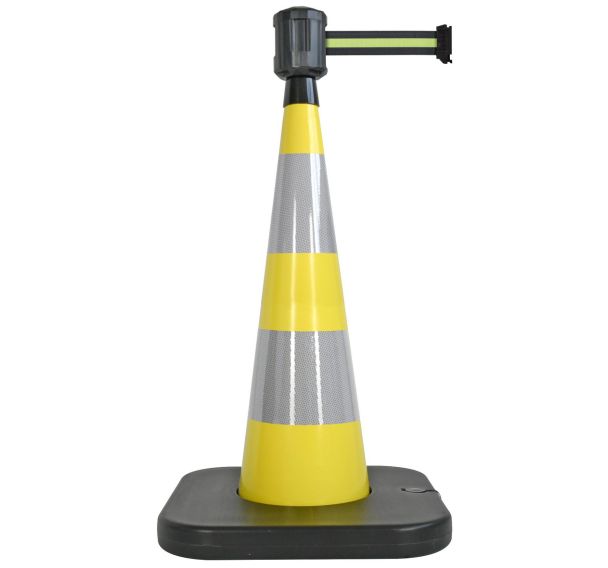 Cône de balisage avec base à lester Noir/jaune/noir - 4mx5cm - Viso