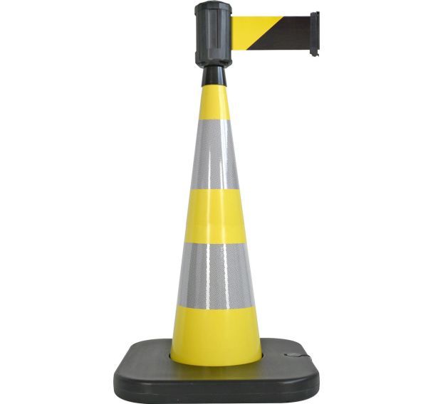 Cône de balisage base à lester jaune 4mx10cm - Noir/jaune