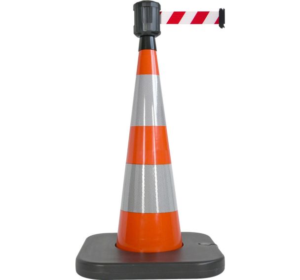 Cône de balisage base à lester orange - 2mx5cm - Rouge/blanc