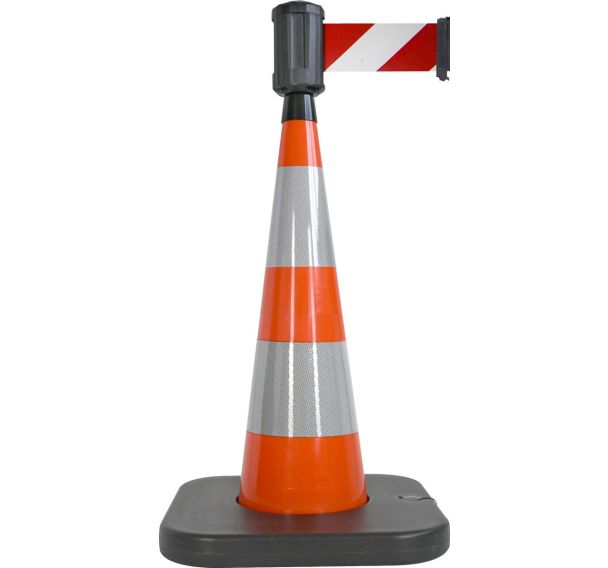 Cône de balisage base à lester orange 4mx10cm - Rouge/blanc