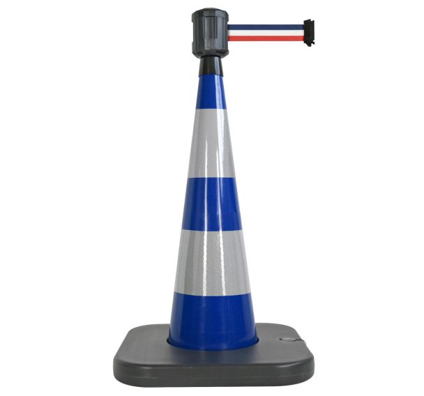 Cône de balisage base bleu - 4mx5cm - Bleu/Blanc/rouge