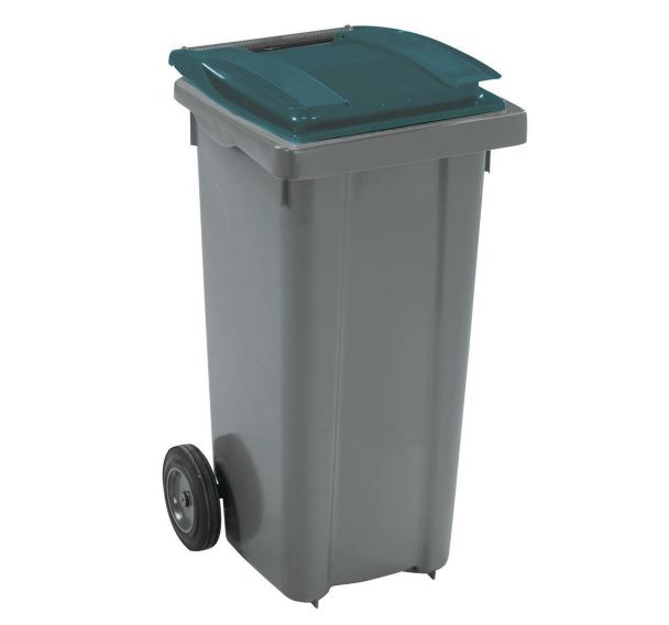 Conteneur à 2 roues - 120 L, Couvercle coloris : Vert