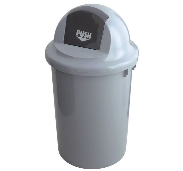 Conteneur en plastique avec couvercle volet abattant - 60 L Gris