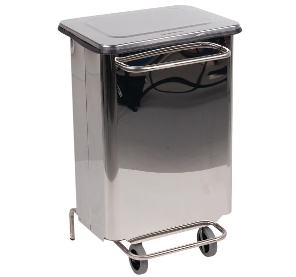 Conteneur mobile à pédale anti-feu inox brillant 70 L - Manutan
