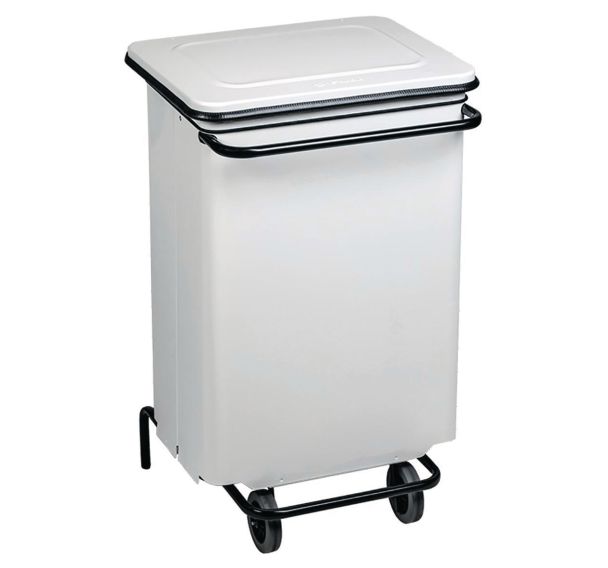 Conteneur mobile à pédale avec frontale amovible blanc 70L