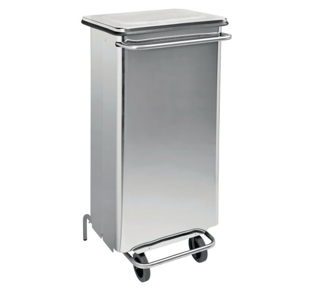 Conteneur mobile à pédale frontale amovible inox 110L - Manutan Expert