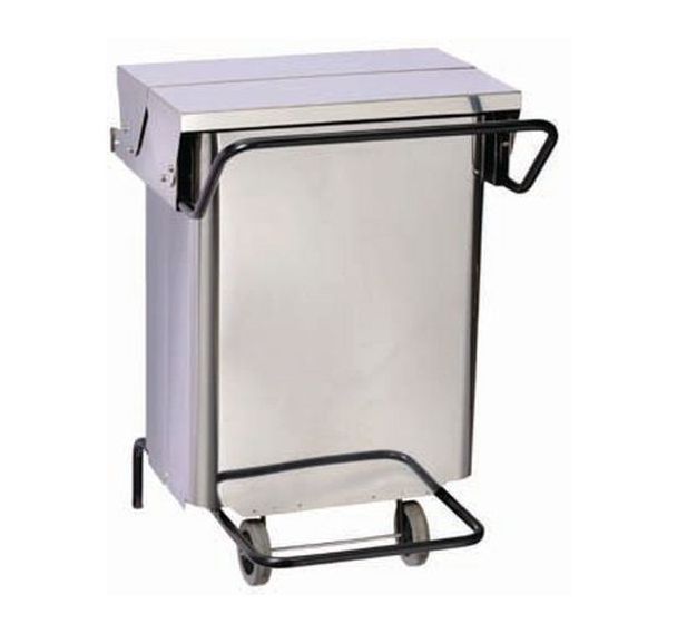Conteneur mobile à pedale ouverture centrale - Inox - 70 L