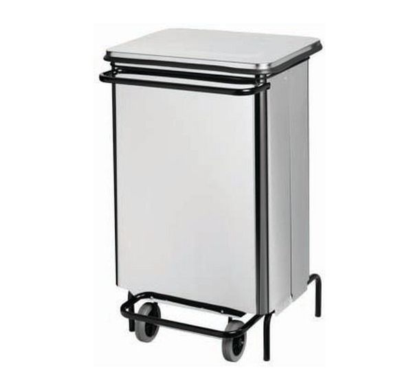 Conteneur mobile à pedale porte frontale - Inox - 70 L