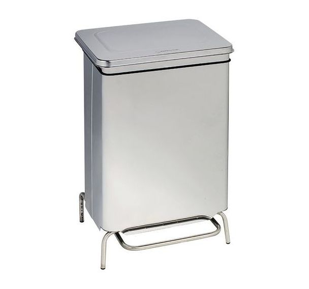 Conteneur statique à pedale anti-feu inox brillant - 70 L