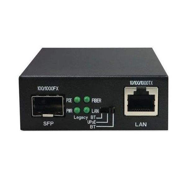 Convertisseur fibre optique vers RJ45 avec injecteur Poe++