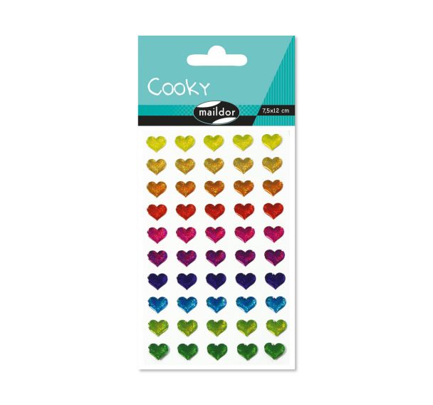 Cooky, Sach 1 pl 7,5x12cm, Cœurs multicolores