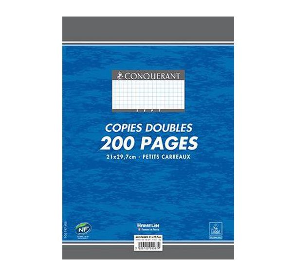 Copies doubles 200 pages 70g A4 non perforées 5x5 NF 86 (Etui de 50)