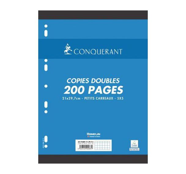 Copies doubles 200 pages 70g A4 perforées 5x5 NF 87 (Etui de 50)
