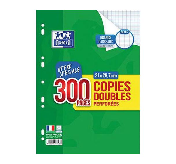 Copies doubles 200 pages seyes 90g A4 perforées + 100 pages offertes (Etui de 50)