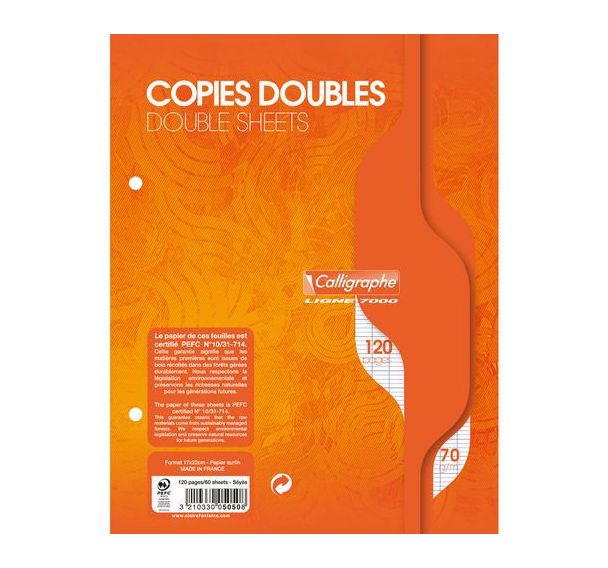 Copies doubles sous film 7000 17x22 cm Seyès - Calligraphe
