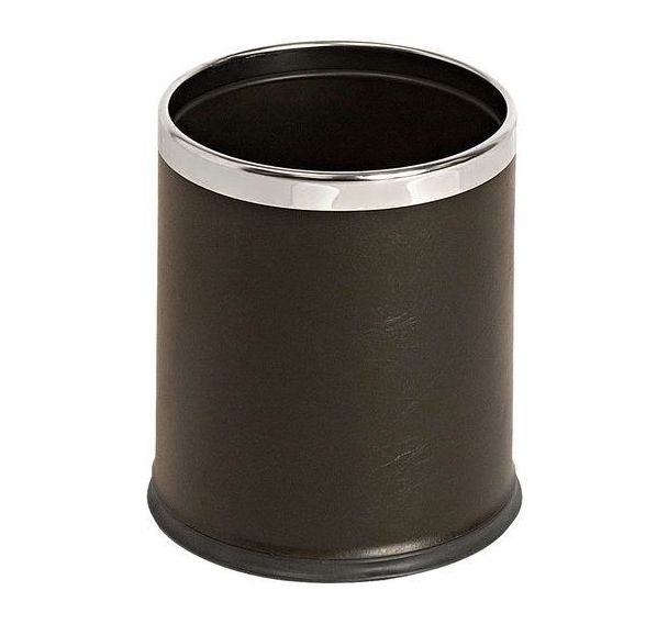 Corbeille à double paroi - aspect cuir 10L, Coloris : Noir