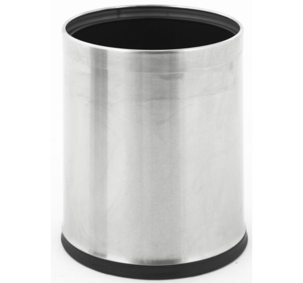 Corbeille à double paroi ronde inox mat 10L