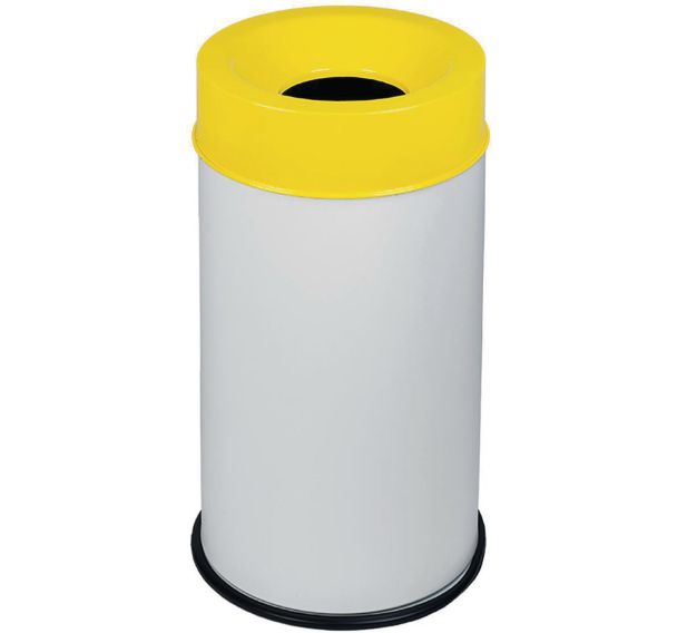 Corbeille blanc anti-feu avec couvercle 90L